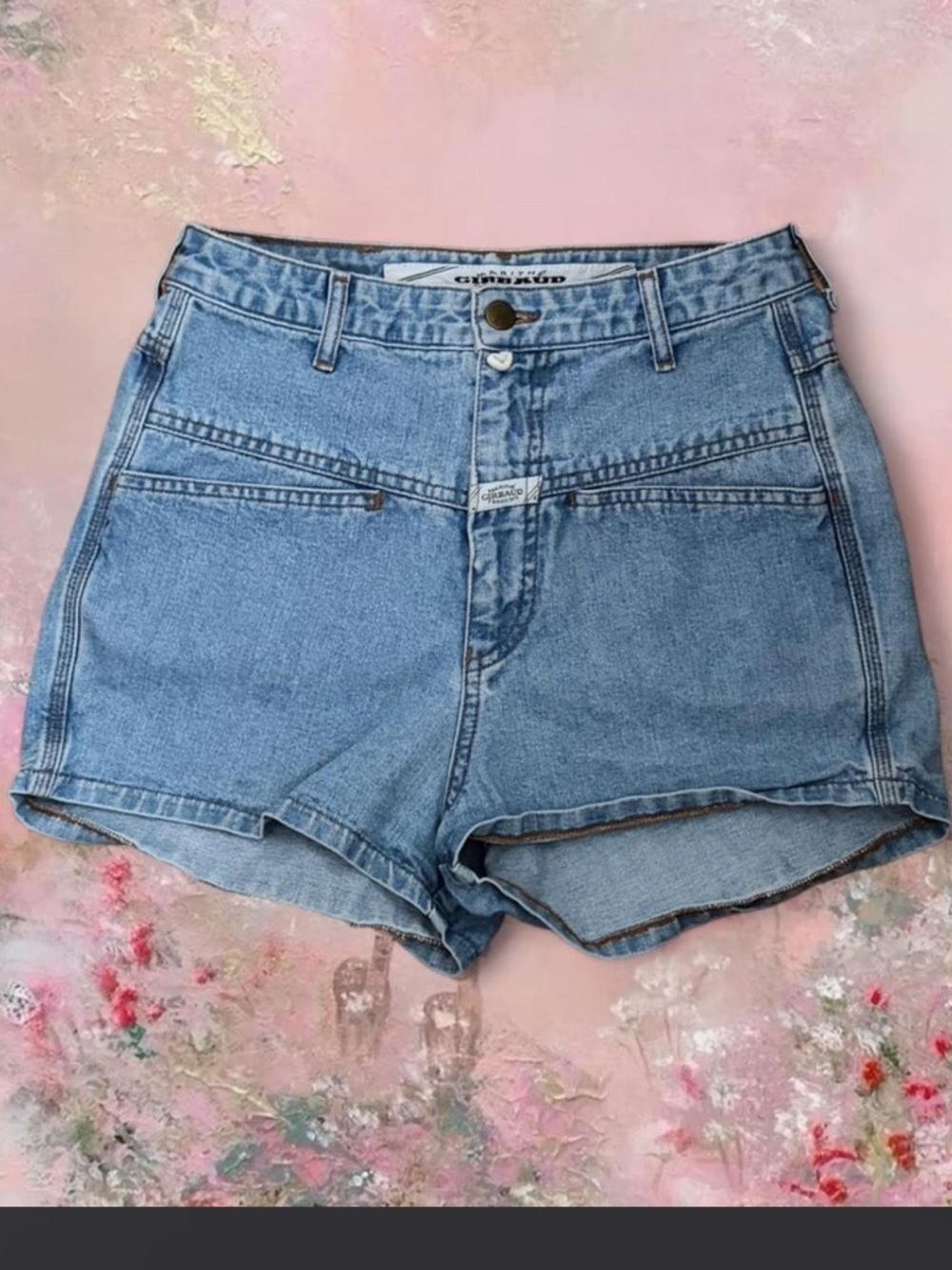 Marithé Girbaud Francois High-waisted blue denim mini shorts